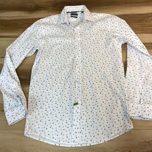Ben Sherman Shirt Mens Medium Slim Fit Stretch White‎ Floral Print 15.5 34/35